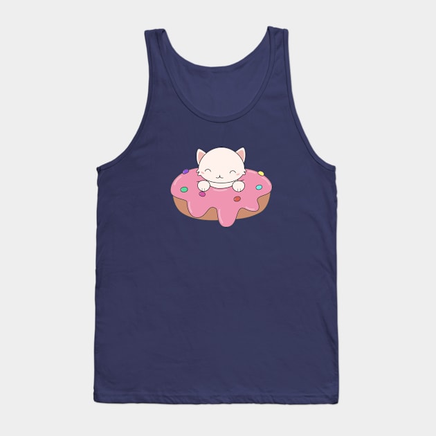 Kawaii Cat in a donut t-shirt Tank Top by happinessinatee